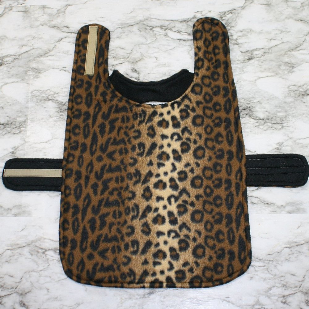 HAND CRAFTED Dog Coat Fleece Winter Reversible Leopard Animal Print B M XS